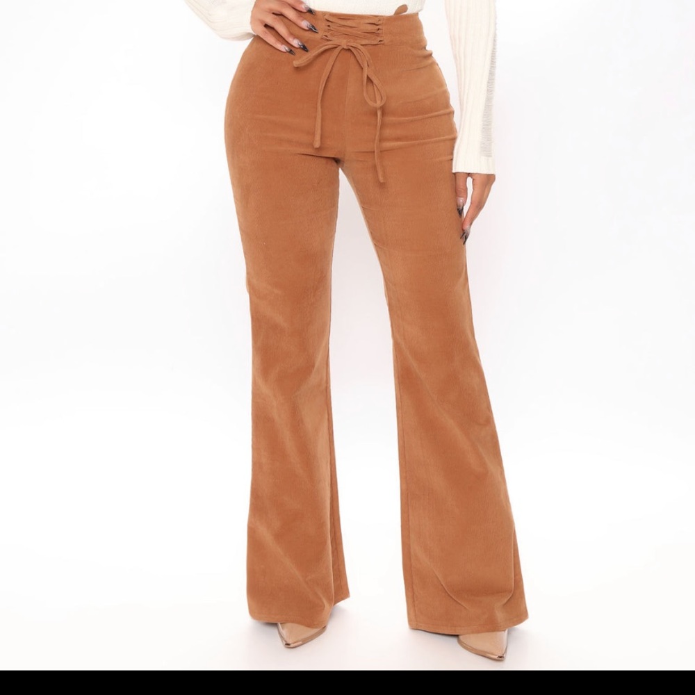 Donna Corduroy Flare Pant-Camel